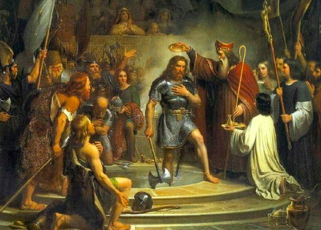 Clovis converts to Christianity