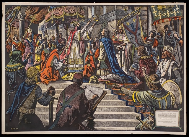 Pope crowns Charlemagne “Emperor of the Romans”