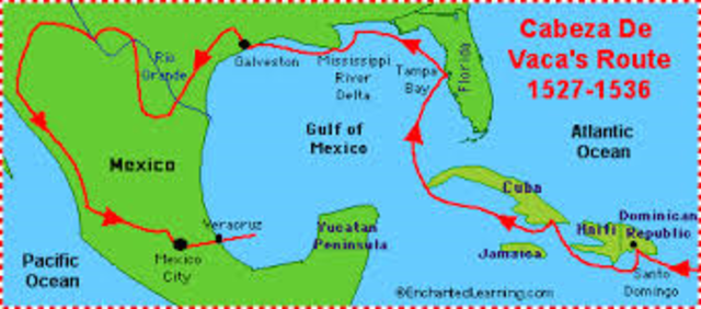 De Vaca discovers Texas