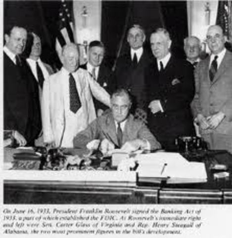 Roosevelt signed the Glass-Steagall Banking Reform Act