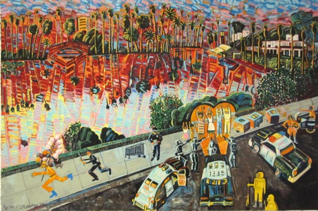 Romero pintó "Death of Ruben Salazar and Arrest of the Paleteros"