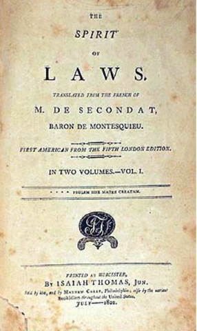 Montesquieu publishes book, On The Spirit of Laws