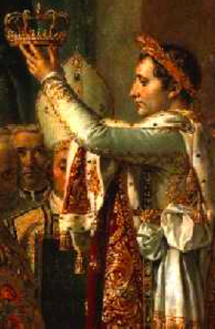 Napoleon crowns himself emperor, begins to create a vast European Empire
