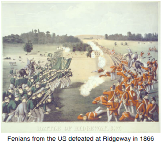 Fenians defeat at small canadian force at Ridgeway