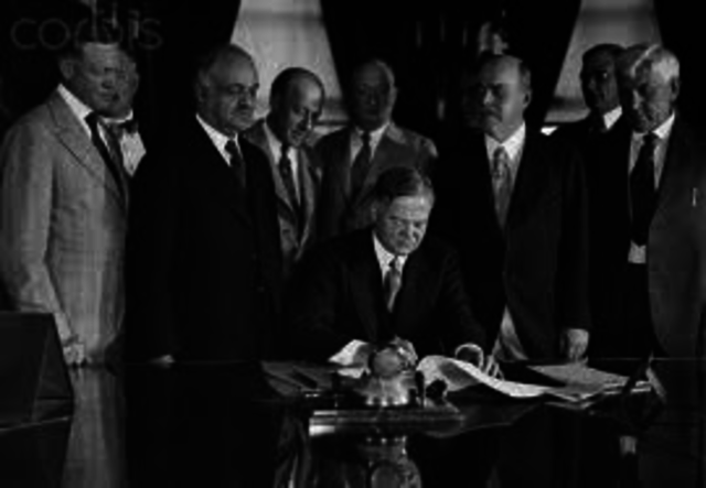 Implementation of President Hoover's Hawley-Smooth Tariff Act