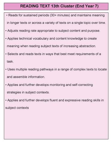 Reading and Comprehension data tracking