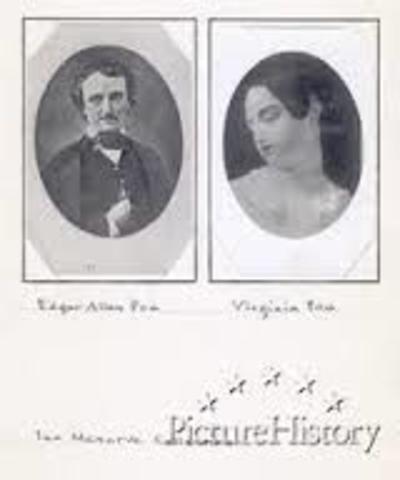 Poe marries his thirteen year old cousin, Virginia Clemm.