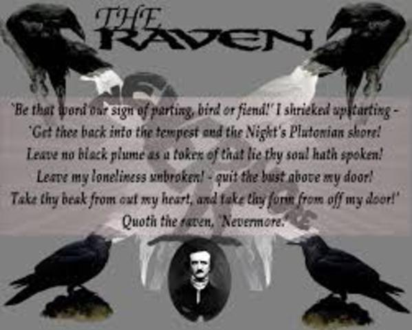 1845 Poe publishes the poem, The Raven