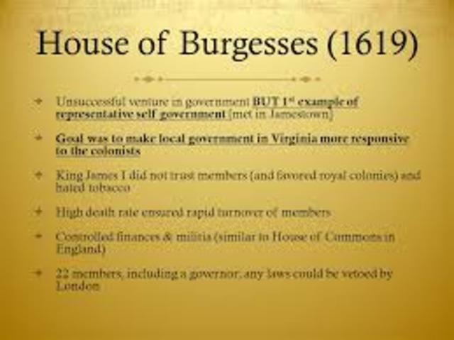 House of Burgesses  Established