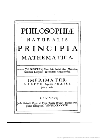 Isacc Newton publishes the Philosophiæ Naturalis Principia Mathematica