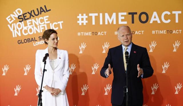 Jolie joined UK Foreign Secretary William Hague