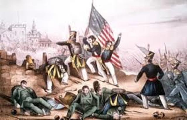 Siglo XIX (Invasión de EUA.  Estados Unidos quería agrandar sus fronteras y por eso trató de negociar con México para que se cambiara la frontera de Texas)