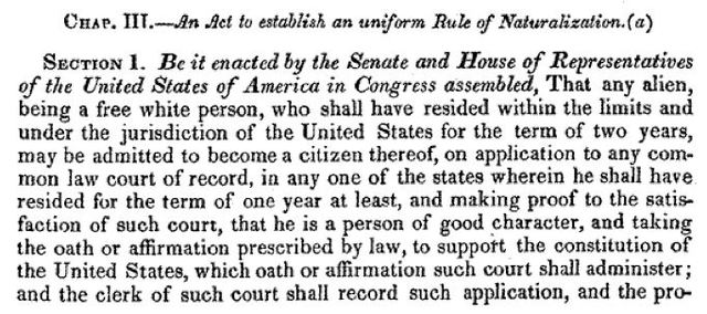 The Naturalization Act of 1790