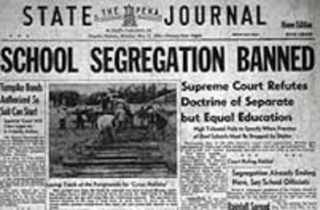 Brown vs. Board of Education decision on segregation of schools
