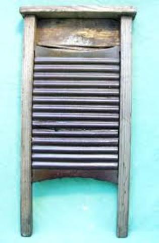 First washing machine- scrub board was used