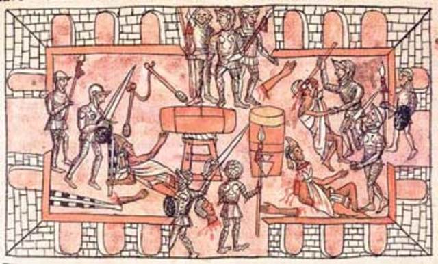 Final de la Conquista ( Matanza del Templo Mayor, se inician las hostilidades armadas con los mexicas.)