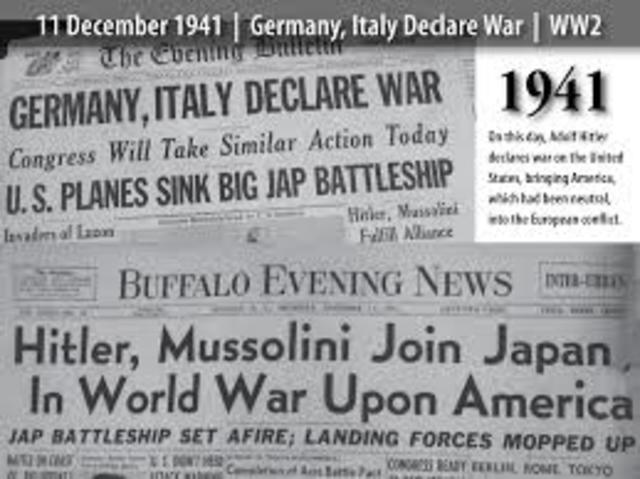 Germany and Italy declare war on the United States