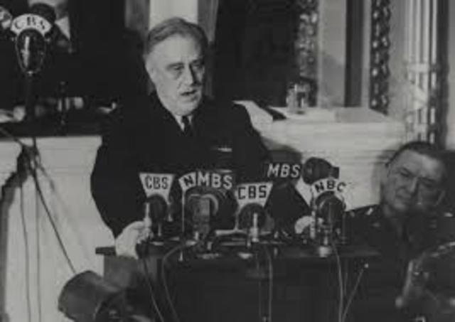 Roosevelt delivered his "Four Freedoms" speech