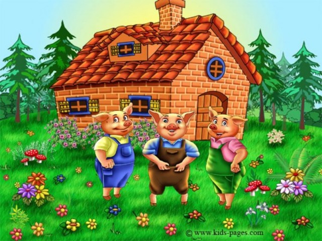 The three little pigs live happily ever after