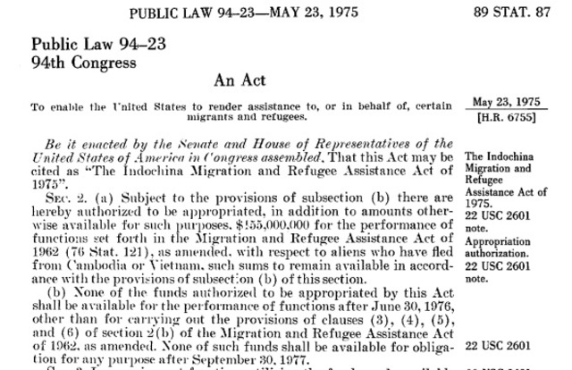 Indochina Migration and Refugee Assistance Act (1975)