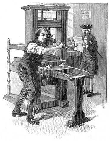 leaves Palmer printer for shop of John Watls