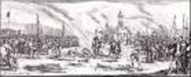 Violent clash between catholics and huguenots