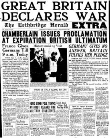 Britain and France declare war on Germany