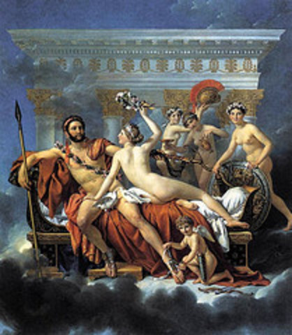 Mars being disarmed by Venus and the Three Graces