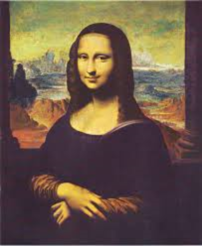 Leonardo da Vinci paints the mona lisa