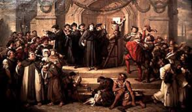 Martin Luher presents the Ninety-five Theses