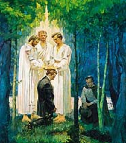 Peter James and John give Joseph Smith the Preisthood