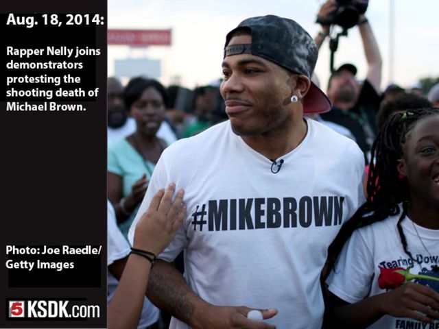 Rapper Nellie joins protesters in Ferguson.