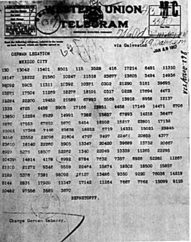 British intercept the Zimmerman Telegram