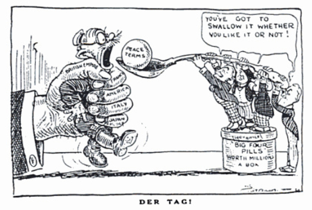 The Treaty of Versailles officially ends WWI.