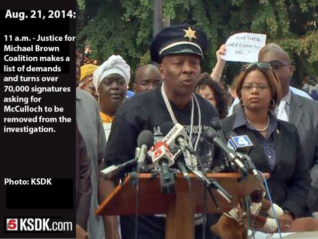 Justice for Michael Brown Coalition turn over 70,000 signatures asking again for McColloch to be removed...