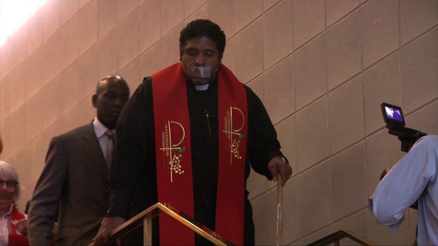 Clergy demonstration on Moral monday.