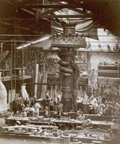Bartholdi begins constructing the Statue.
