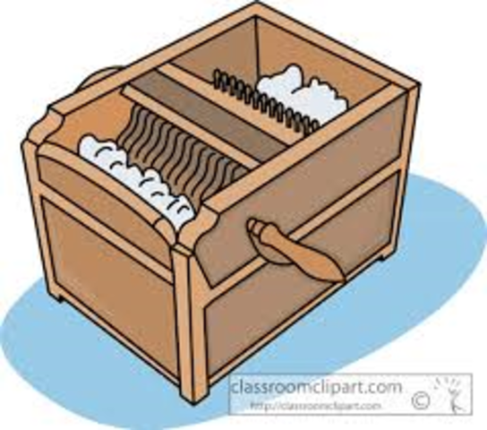 Eli Whitney granted patented for the Cotton Gin