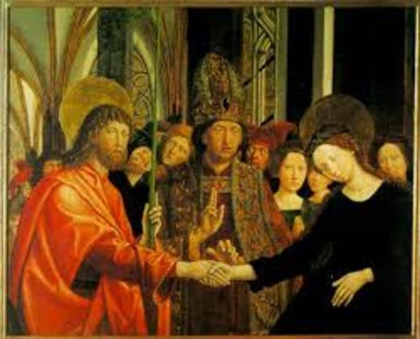 Jan van Eyck paints the Arnolfini portrait