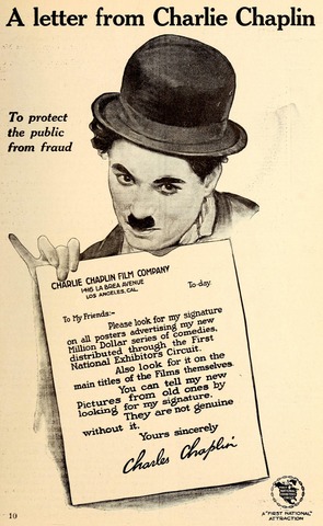 Chaplin Joins First National Exhibitors Circuit