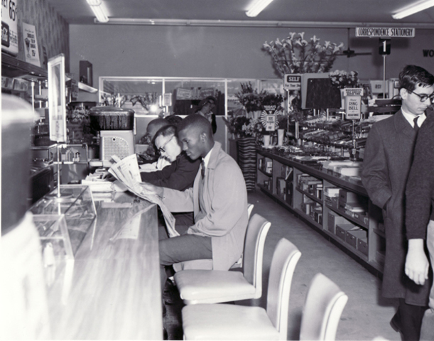 Waitress refuses to serve four African American college students at Woolworth's lunch counter in Greensboro, North Carolina