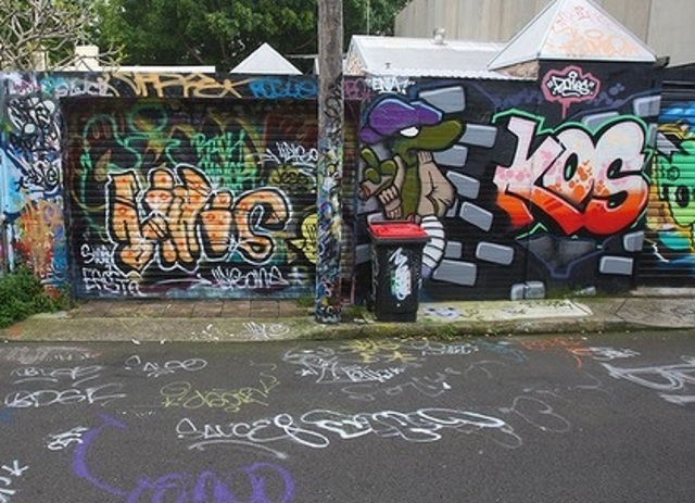 The aftermath of the defacing of brown town