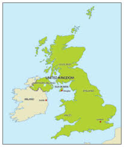 Great Britain and Ireland merge to become the United Kingdom.
