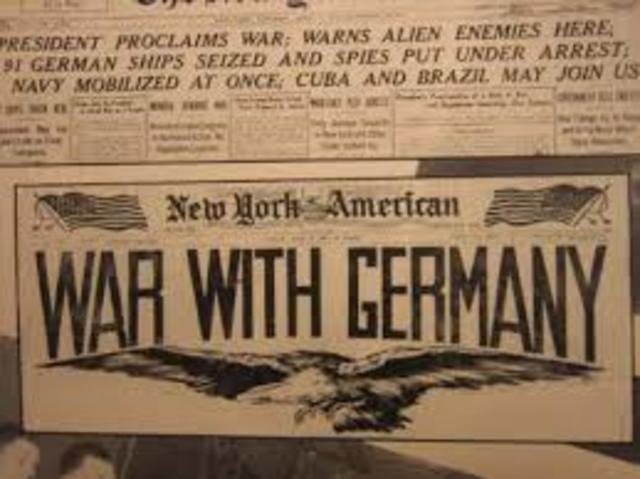 The United States declares war on Germany