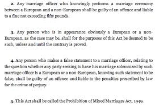 The Prohibition of Mixed Marriages Act