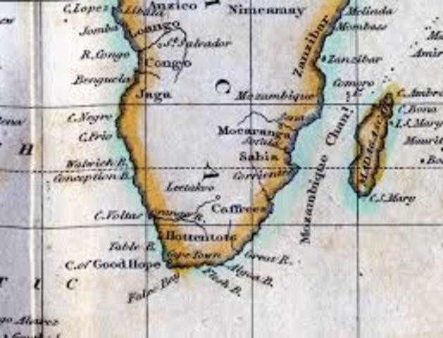 Bartolomew Dias sails to Cape of Good Hope-Southern Africa