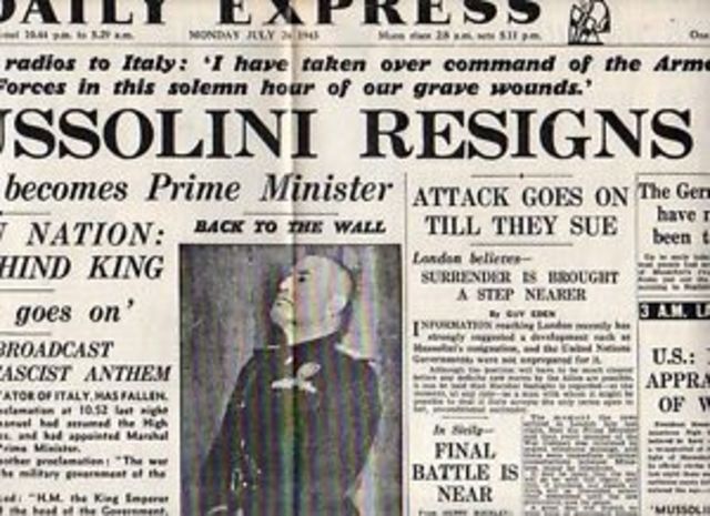 Mussolini resigns