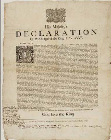 Spain declares war on great britain .