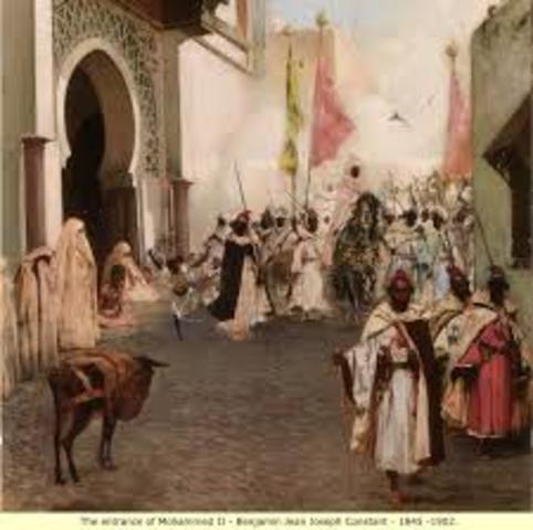 Muslims - Arabs and Berbers, under Tariq Ibn Zeyad Tarik invade the Iberian peninsula.