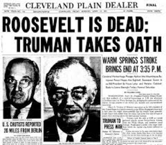 President Roosevelt dies suddenly